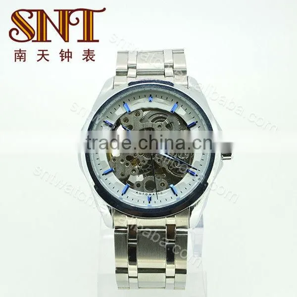 SNT-ME016 skeleton mechanical stainless steel watch