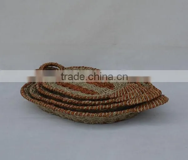 set of 4 wholesale seagrass woven tray food serving tray