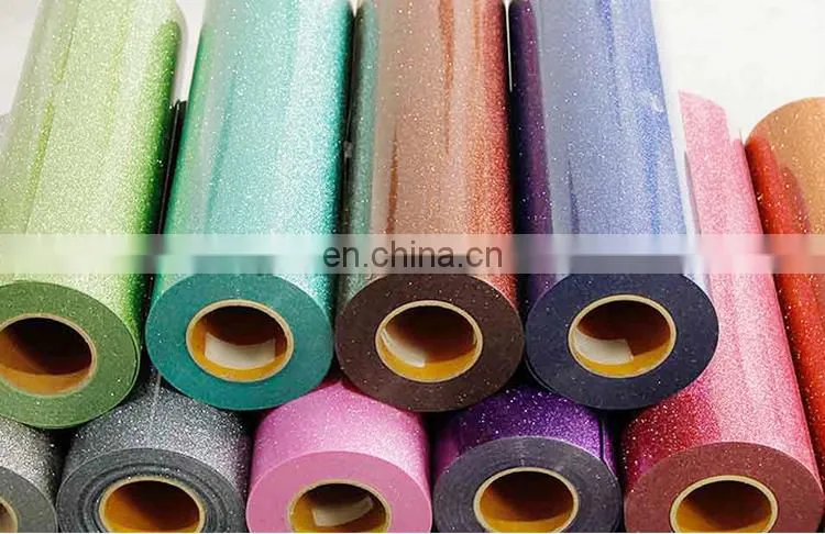 wholesale Korea best quality htv glitter film heat transfer glitter color vinyl rolls for t-shirt custom