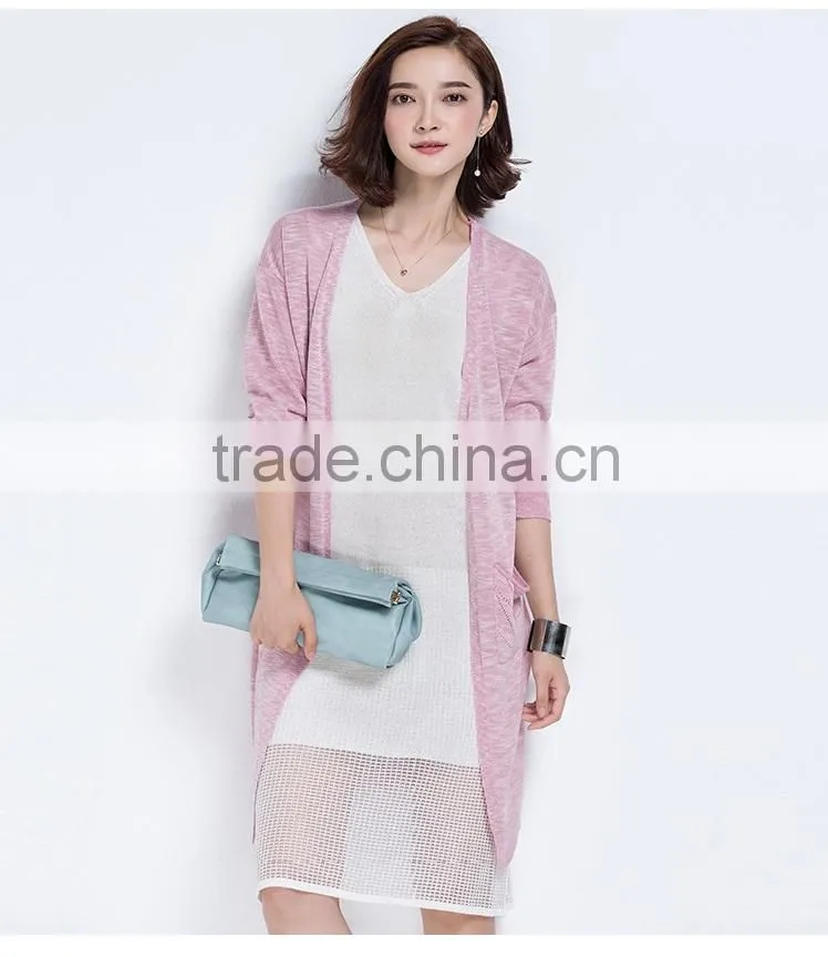 Spring fashion long sleeves cardigan knit sweater casual cardigan for women
