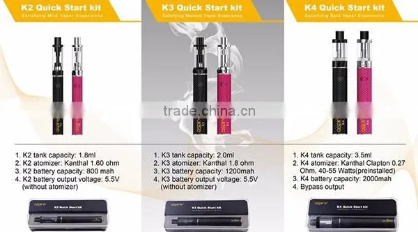 2016 newest Aspire K2/ K3/ K4 Quick Starter Kit aspire vape pens K4 with Nautilus Coil