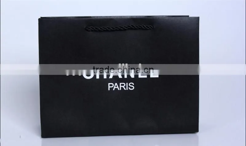 products new logo decoration elegant black handle paper bag for luxury shop promotion