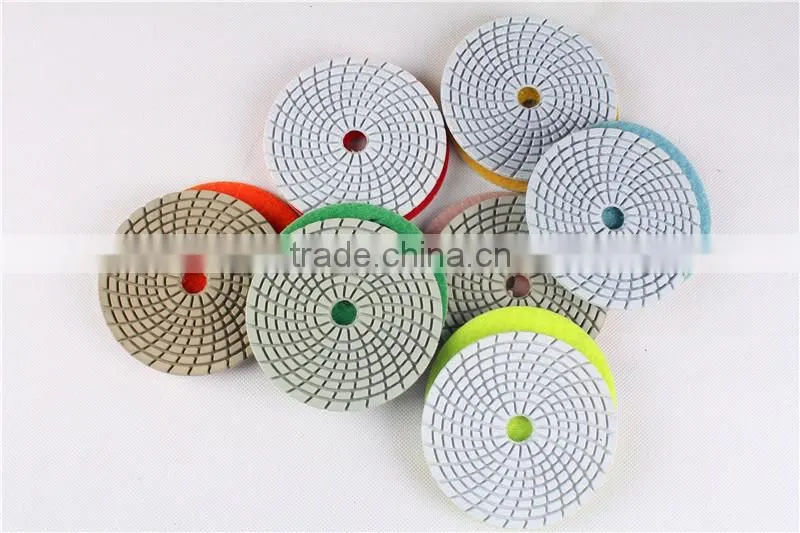 High quality 100mm swirl wet polishing pads for marble with 4.00mm