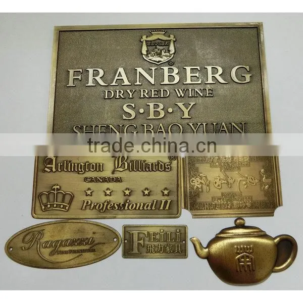 Custom fashion decorative metal nameplates antique metal nameplates 3d nameplate