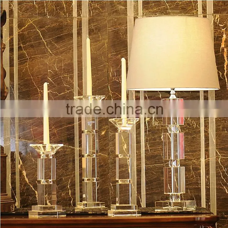 Tall table crystal glass candle holder for wedding