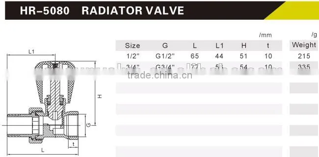 HR5080 brass drain angle chrome radiation valve