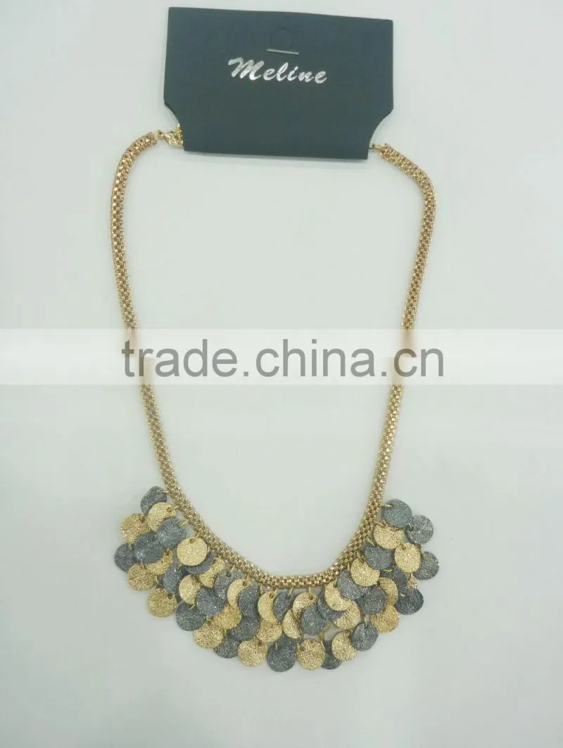 FASHION COIN 2 TONE PLATING STATEMENT NECKLACE