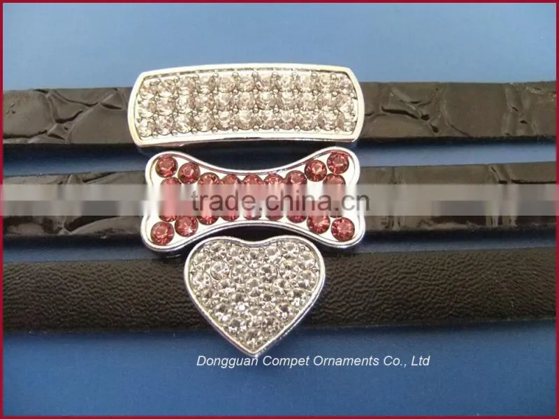 DIY 10mm inner width heart shaped slide charms factory direct wholesale zinc alloy accessories