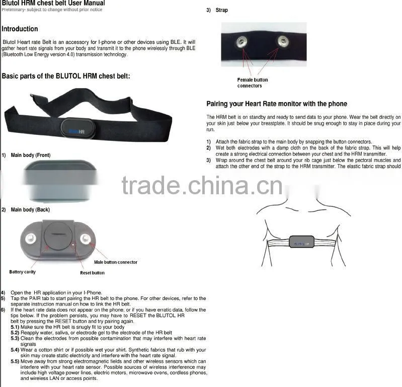 Professional heart rate chest beltbluetooth 4.0 heart rate monitor