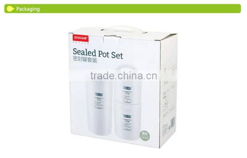 D678 Round Food Plastic Airtight Storage Canister Set & Sealed Pot Set Lager 1.5L Middle 0.8L Small 0.5L