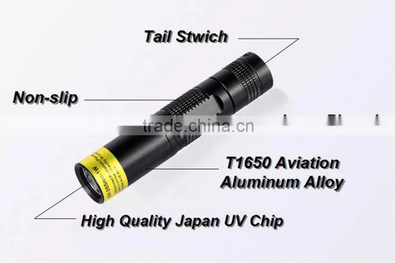 (1500257) Japan Chip Aluminum Alloy Black Light IPX8 LED UV 395NM Torch