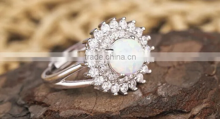 925 Silver Oval White Opal Ring Birthstone Ring