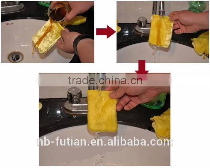 new wood fiber dedust cleaning glove /kitchen usage deoil dish washing piece free of detergent