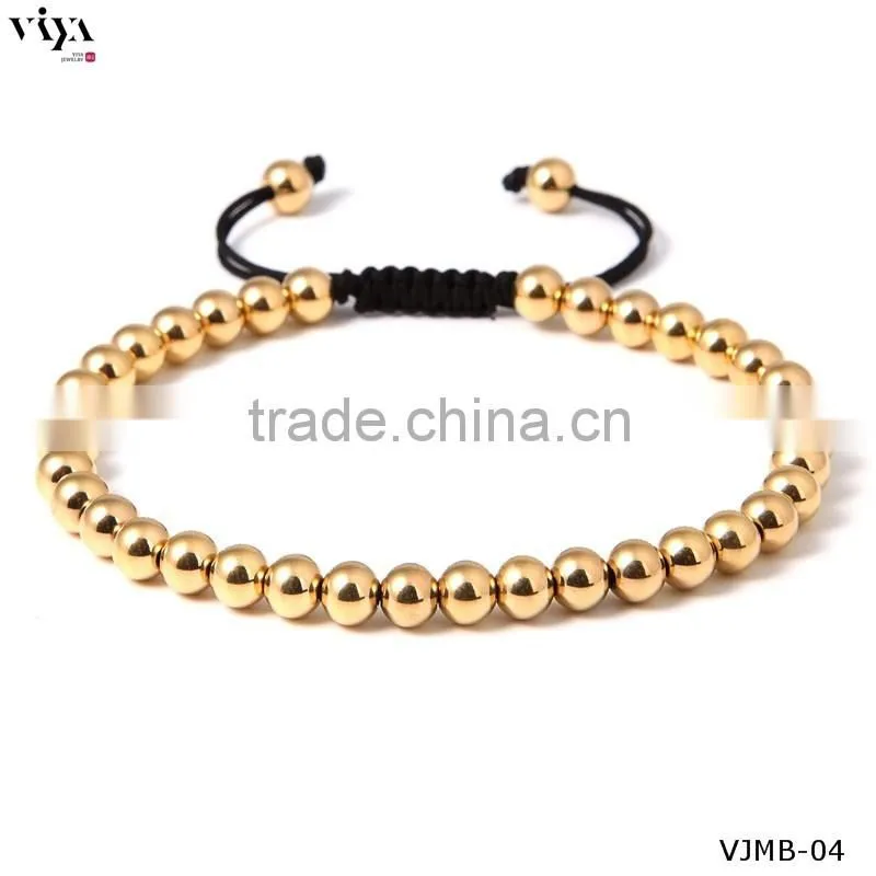 china knotted beads jewellery custom engraved logo metal beads Eco-Friendly non allergic bracelet