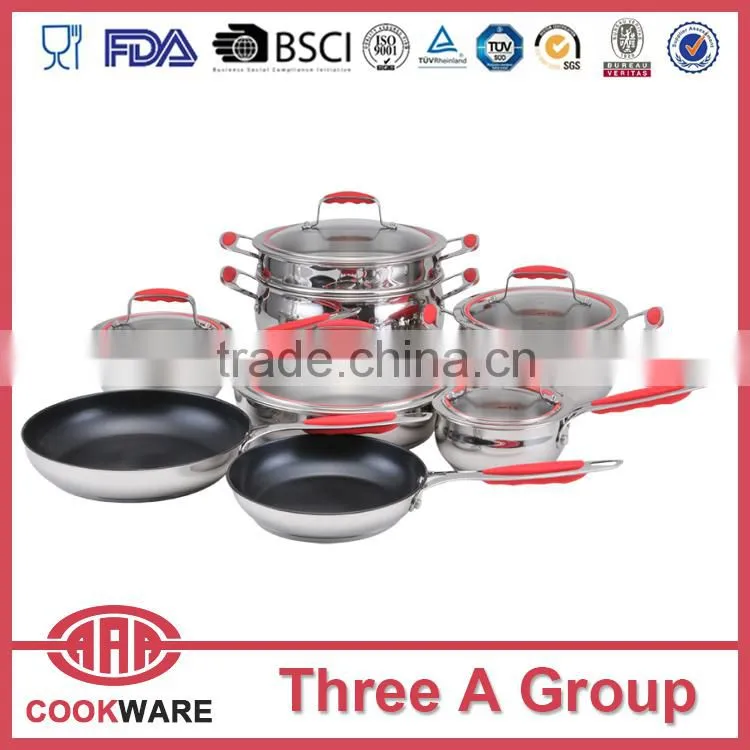 stainless steel cookware with silicone handle