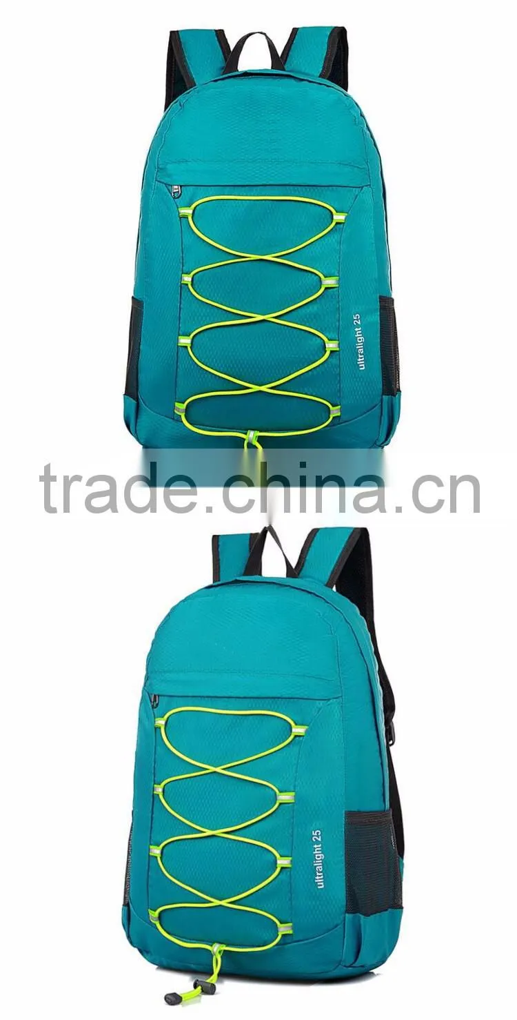 fashion waterproof nylon camping backpack can be fold shoulder bag