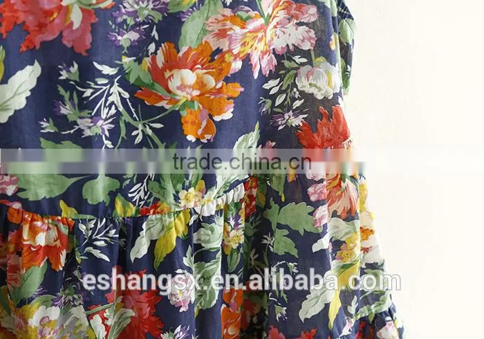 100% cotton floral printed fashion lady dress