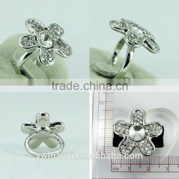 Standards Hight Quality Fashion Sparkling Jewleries Silver Flower Ring For Women R0147