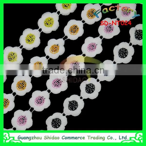 New design fashion flowers water soluble african poly milky guipure lace trim