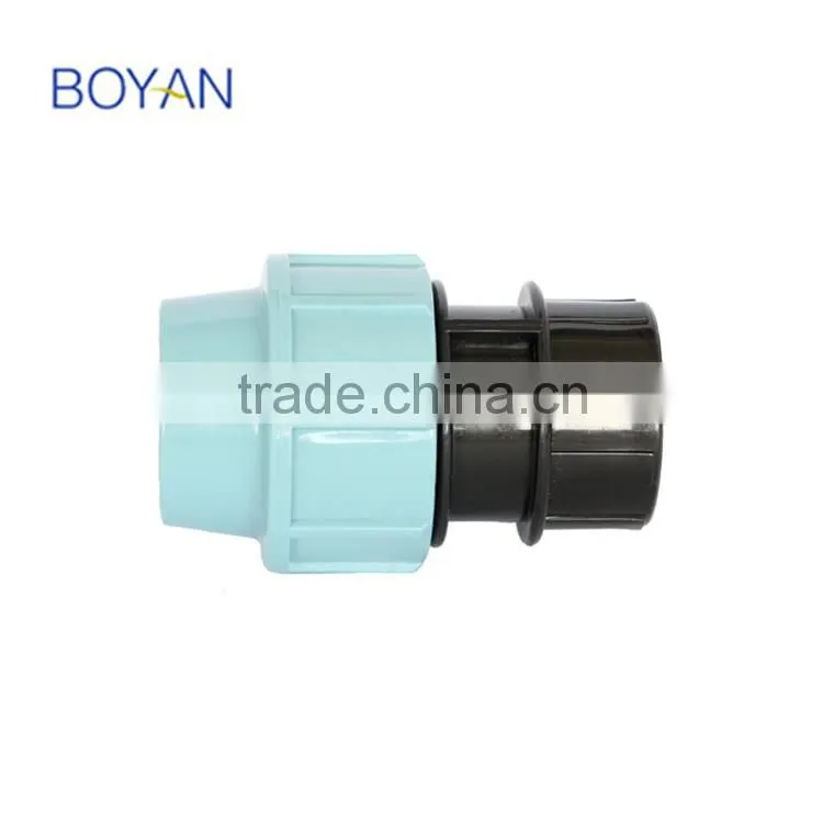BOYAN zhejiang taizhou light blue PN16 plastic pipe fitting for irrigation compression female adaptor
