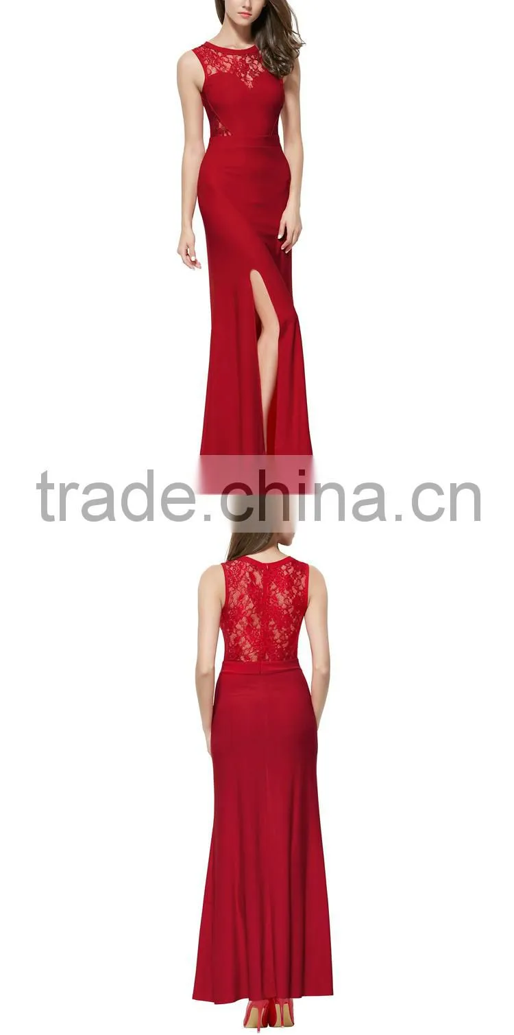 long hawaiian evening dress china lace red prom corset sexy clubwear wholesale one leg slit dresses