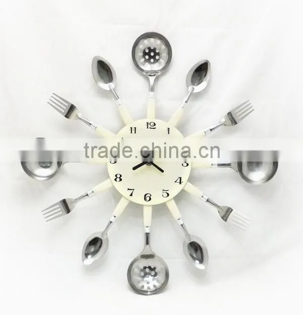 Colorful Kitchen Wall clock with Knife , fork and Spoon hands