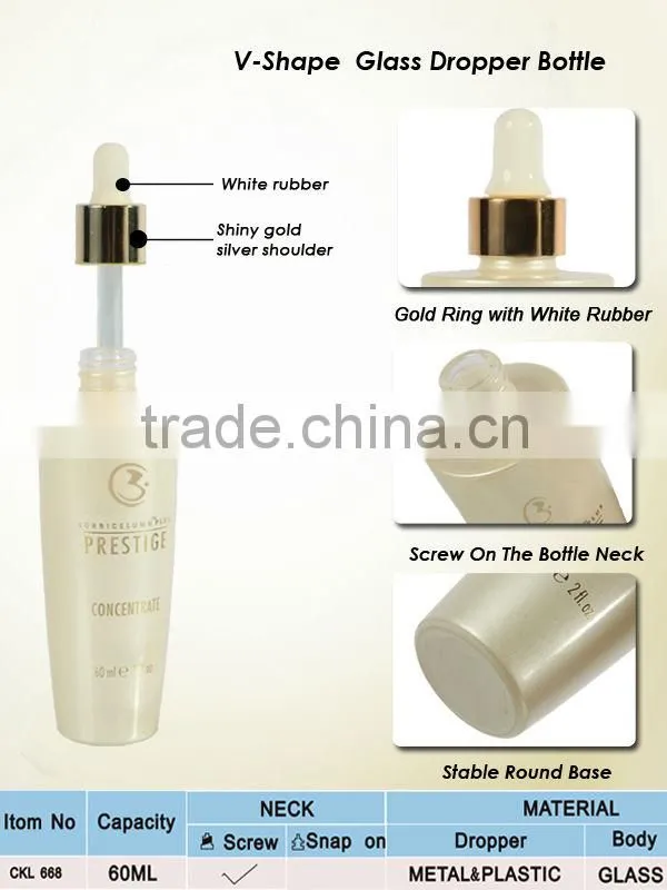 60ml Glass Cosmetic Serum Dropper Bottle