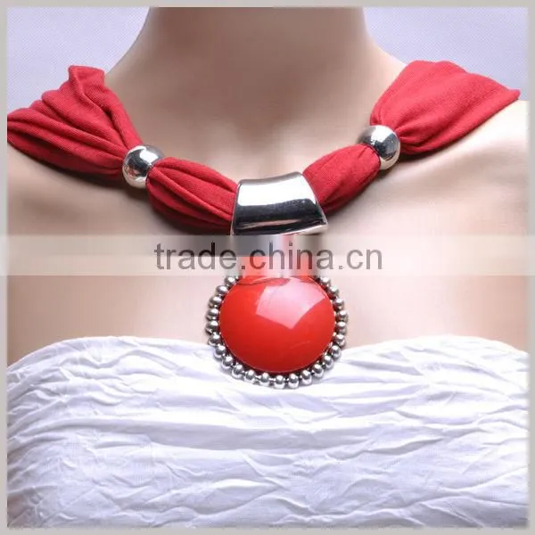 Gemstone Pendant Necklace Slide Scarf