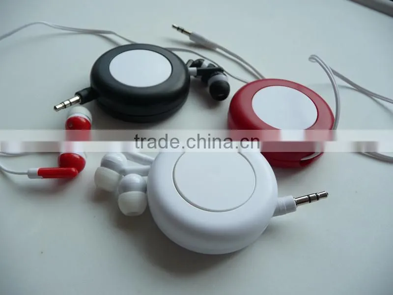 5.5cm diameter elastic promotion colorful retractable earphone for mobile