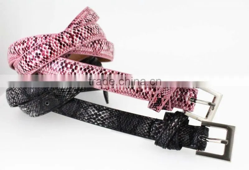 Women's Casual belt with Fuax PU leather and small silver buckle