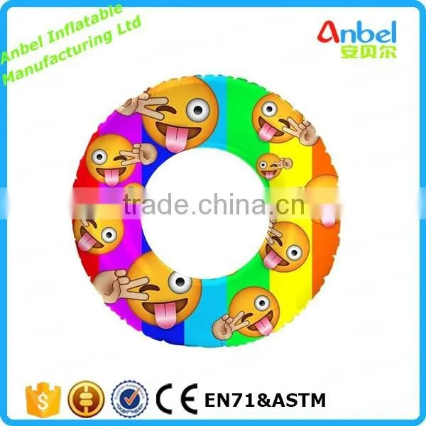 New Design Emoji Inflatable 48" Donut Tube Pool Float Emoji Swimming Ring Floating Sun Swim Play Ride