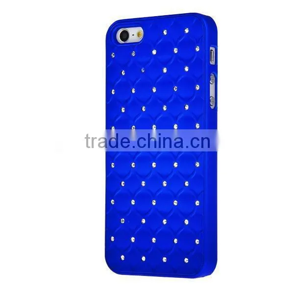 Set Screen Protector Stylus And Case For Iphone 5 , Hard Sky Blue Bling Diamond Plastic Mobile Phone Shell