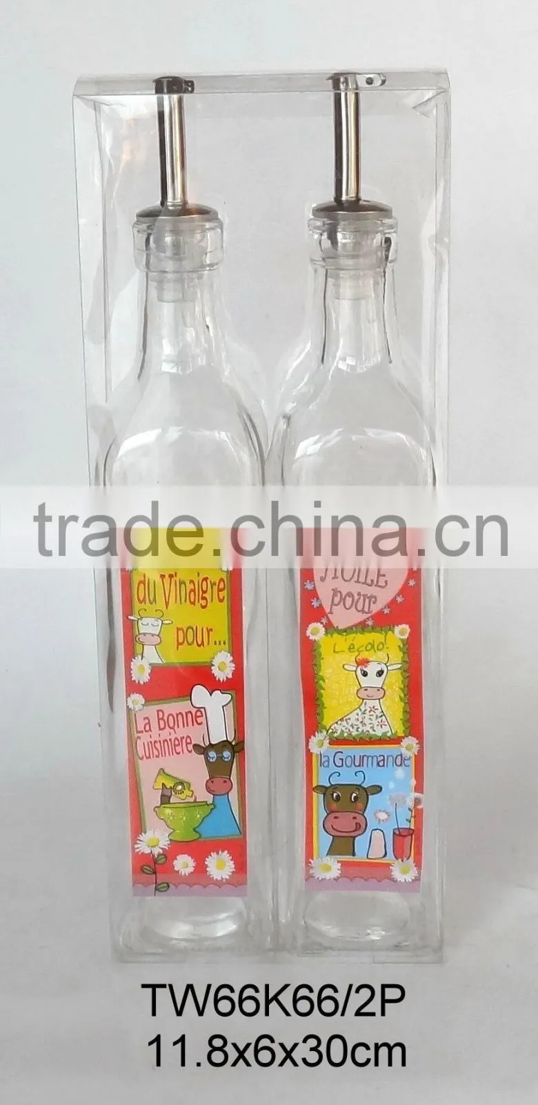 TW66K59/2P glass oil vinegar bottle with printing