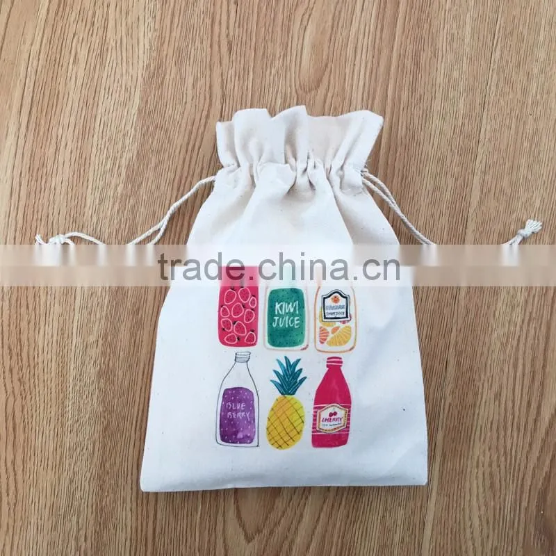 Durable and cheap mini cotton drawstring bag for storage