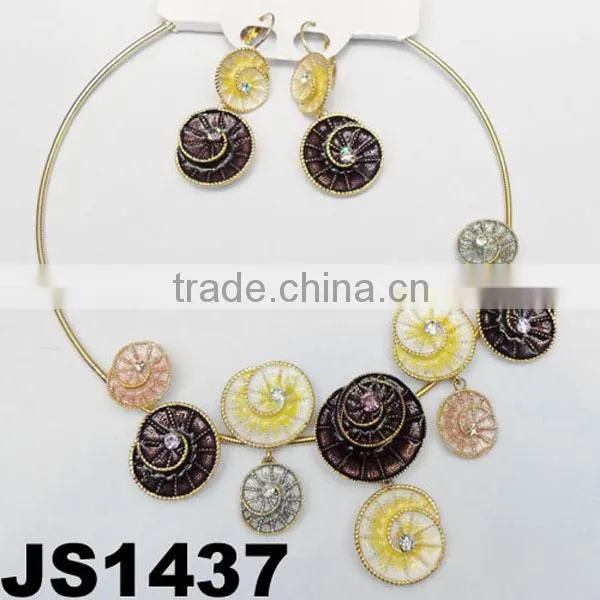cheap fashion flower necklace earrings jewelry set