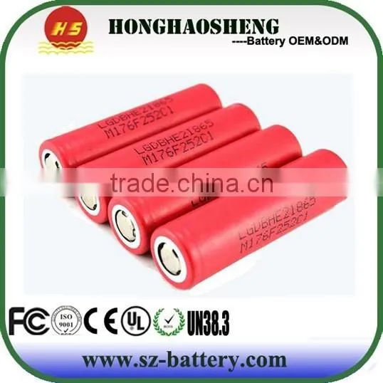 14C high dicharge LG 2500mah HE2 li ion battery 18650 for scooter power tool battery cell