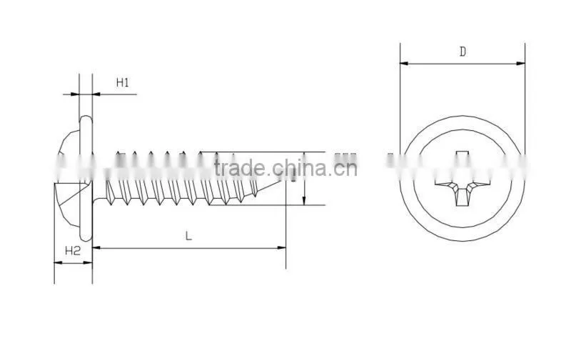 Cross recessed pan washer head sheet metal screws