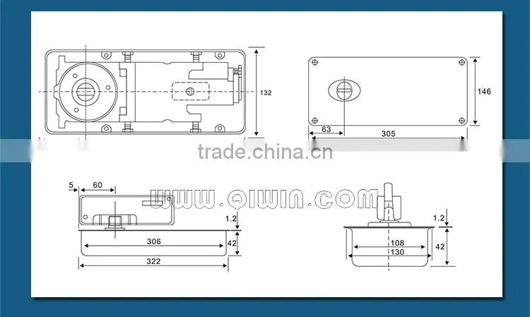 Glass Door Floor Spring Hydraulic Door Closer Hinge FS-107