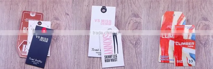 Fashion fancy small folded paper jeans luggage hang tag