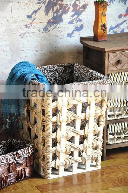 9 hand woven - pastoral style - solid - wooden dirty clothes basket - dirty clothes barrel - storage basket basket