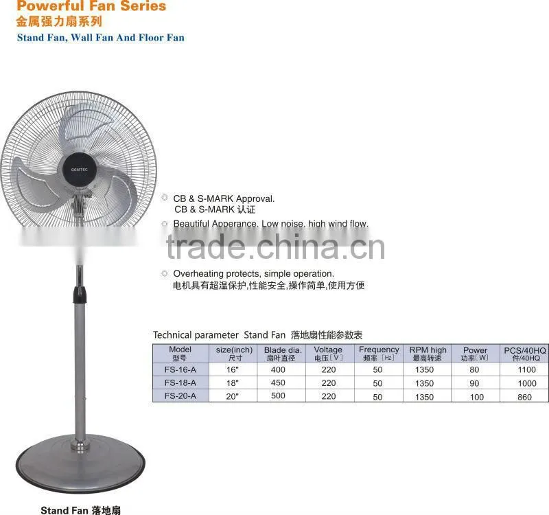 FS-18A 18 Inch Powerful Metal Stand Fan