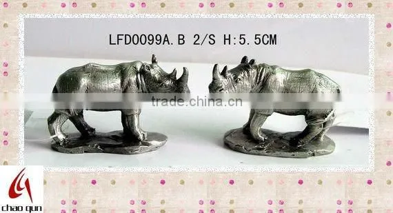 2012 crafts metal pewter rhinoceros statue sculpture
