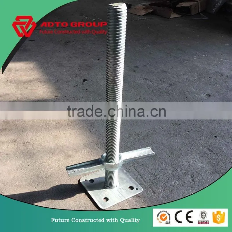 24'' Galvaznied Screw Jack Base with small angle holes for American Style Frame Scaffold