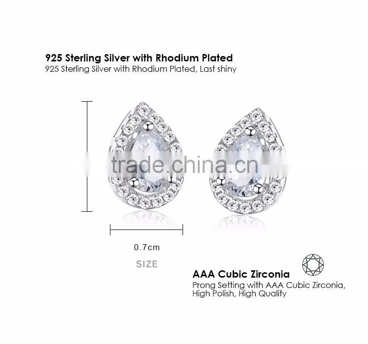 Bling Jewelry Womens Sterling Silver Micro Pave CZ Teerdrop Stud Earrings