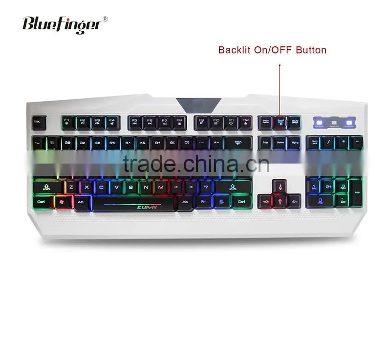 USB laptop with white keyboard for gaming in rainbow backlit