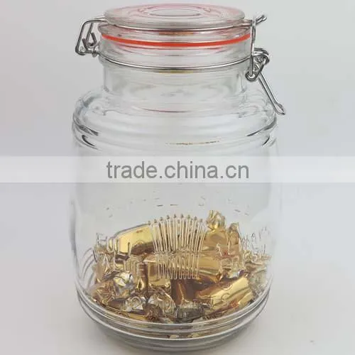 Big Capacity Glass Storage Jar with Glass Lid, Glass Hermetic Clip Jar, Glass Cookie Jar