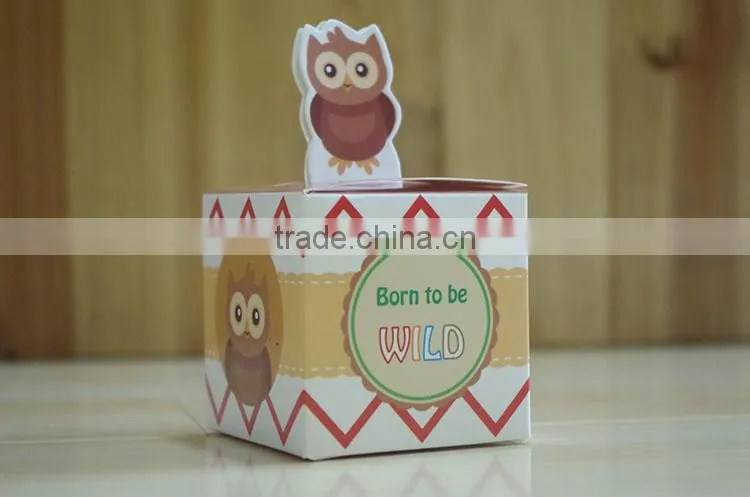 Lovely selva animals paper candy box for baby shower