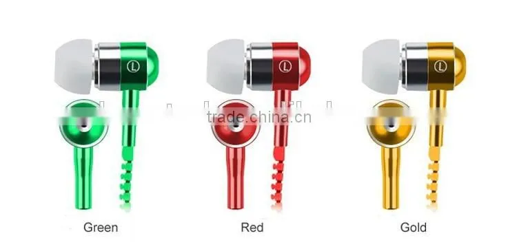 newest design hot selling zipper headphones zipper earphone for mobile phone