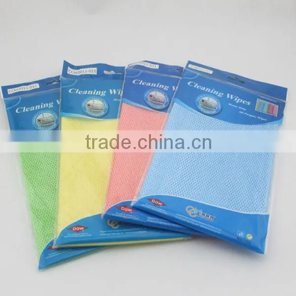 China OEM supplier polyester 35gsm meshed dyed water absorbent kitchen cleaning cloth