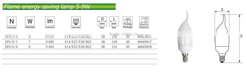 Linan OEM E14 9w flame decoration light